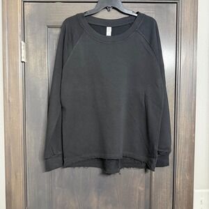 ALTERNATIVE Apparel NWT Black Pullover Sweatshirt‎ Distressed Raw Hem XL